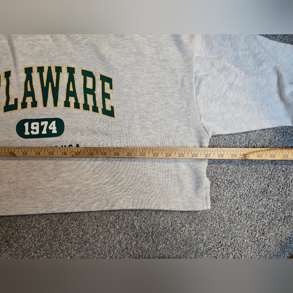 Delaware 1974 West Virginia USA Cropped Ribbed Oversized Baggy Collegiate - Picture 6 of 6